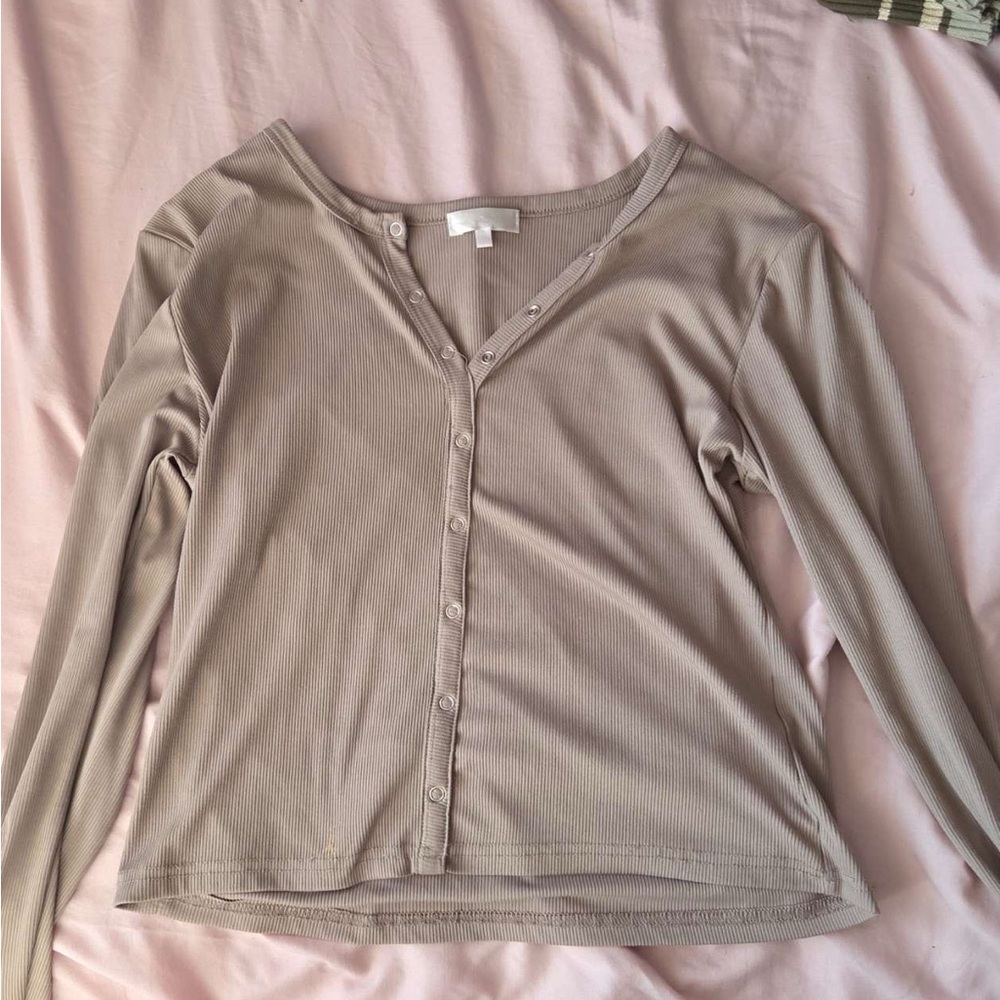 Women's Beige Button-Up Top